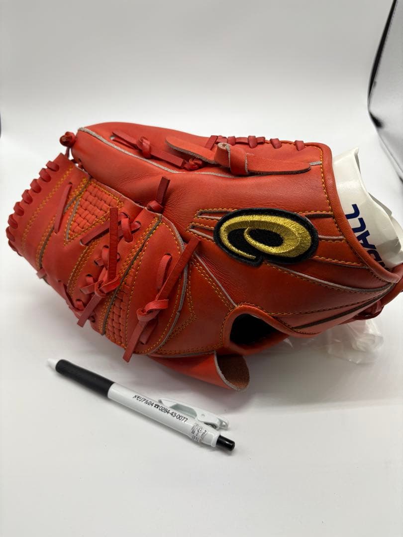 【新品】asics オレンジ 軟式グローブ BGRS13　ソフトボール