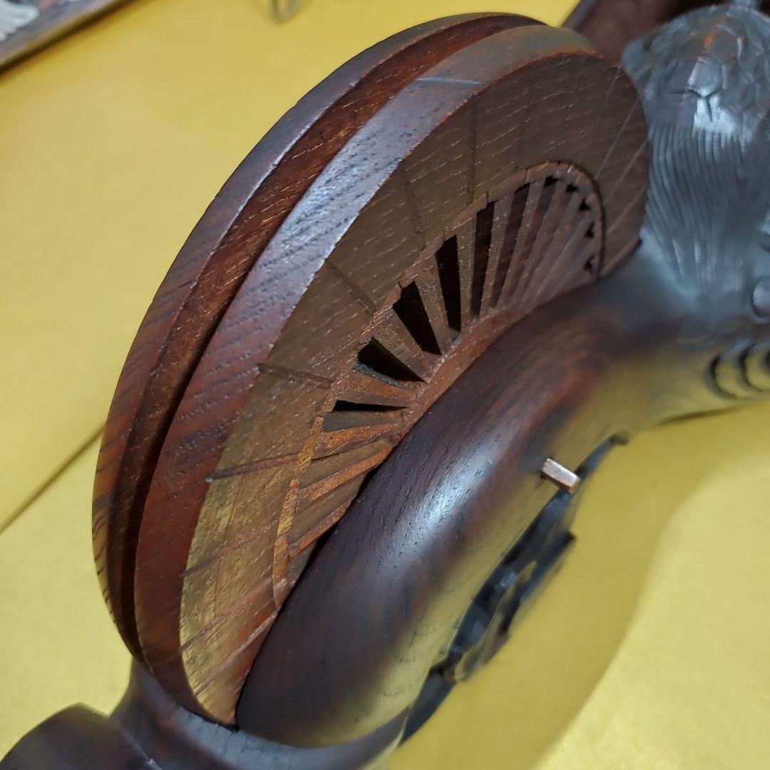 未使用保管品　至宝　東京墨壺　在銘二代目壺豊作　鶴亀木彫　1.3尺