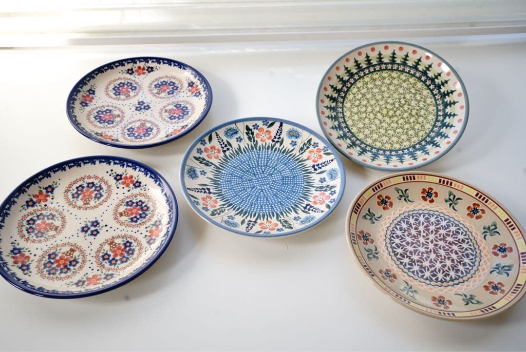 皿20cm5枚17cm1枚セット＊和洋お料理合わせやすいポーリッシュポタリー花柄