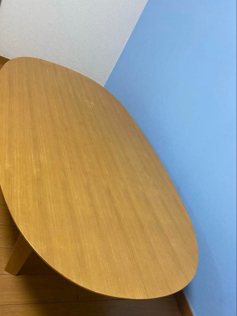 【値下げ】無印良品　タモ材　楕円形ローテーブル