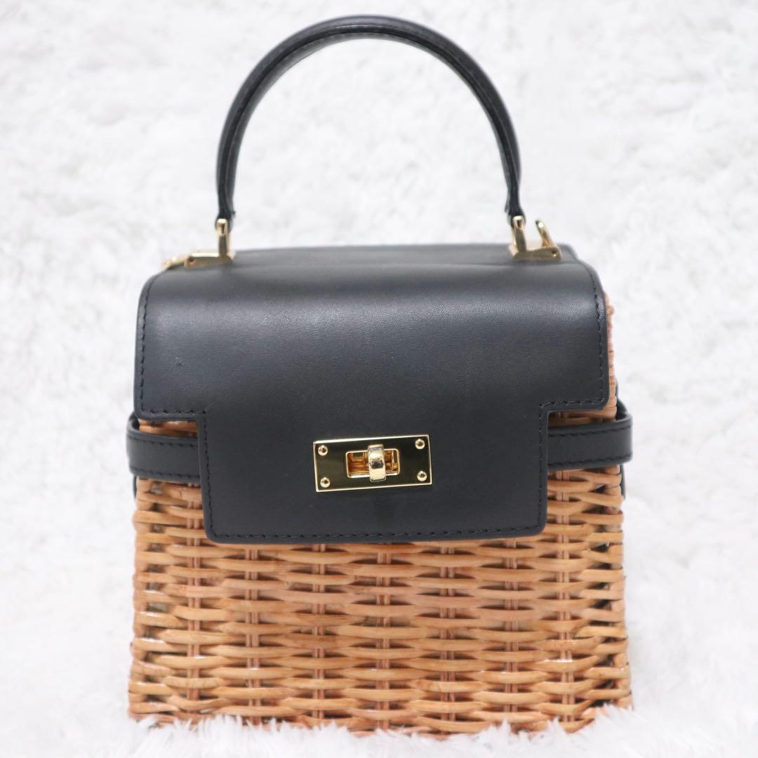 ヴィオラドーロ スプリットラタン ターンロック付き 2WAYトップハンドルバッグ