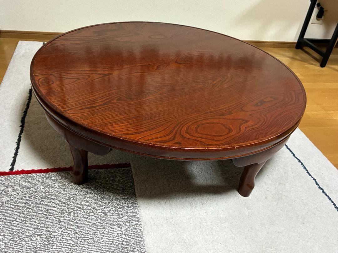040 座卓・ちゃぶ台 円形/木製/ダークブラウン/古家具