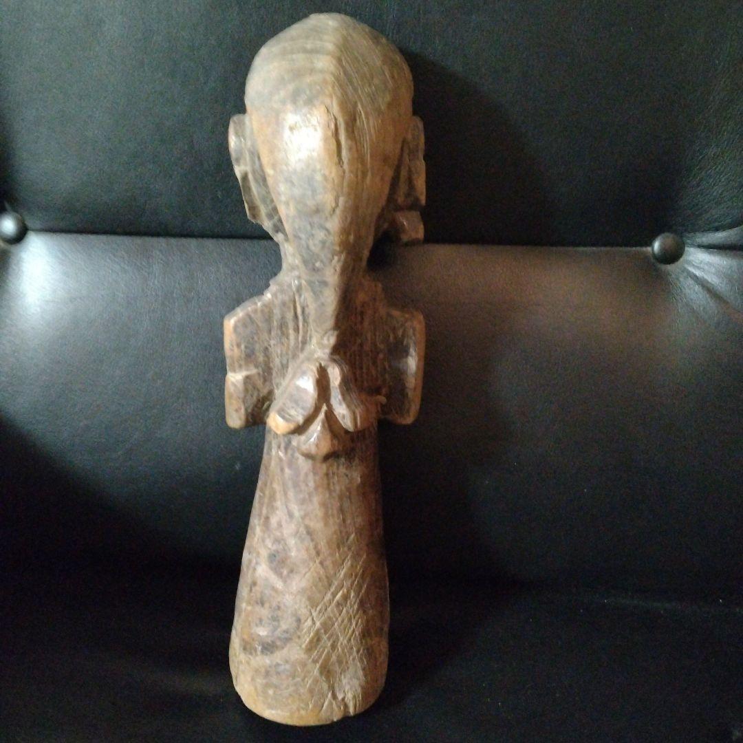 呪物　ネパール・インド北部　木彫り女性像（ヴィンテージ民芸品）プリミティブアート