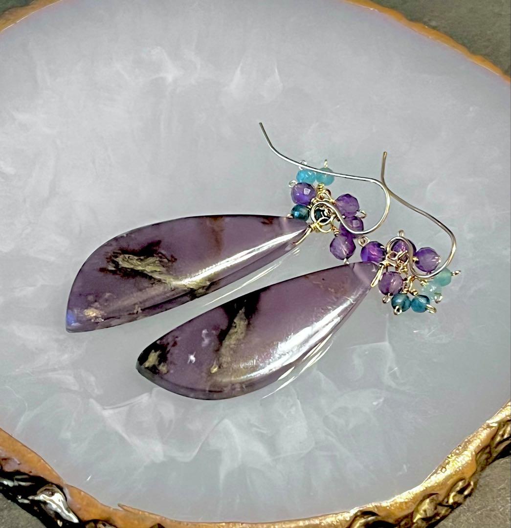 14kgfパープルアゲートのピアス