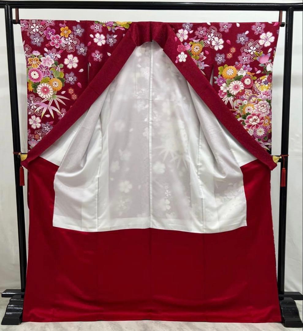 振り袖　フルセット　長襦袢付　ブランド　金彩加工　刺繍入り　銀通　成人式　735