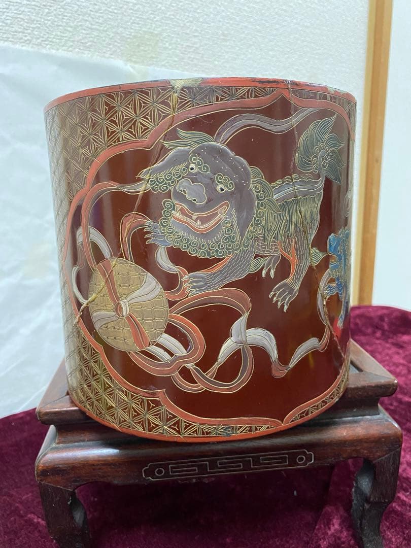 筆筒 文房用品 中国 唐物 漆器 書道 清朝