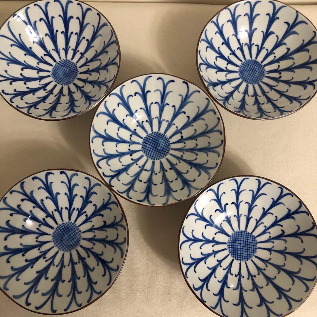 京焼　清水焼　平安岩華　岩華窯　皿　平鉢　五寸平鉢　菊割　5枚セット