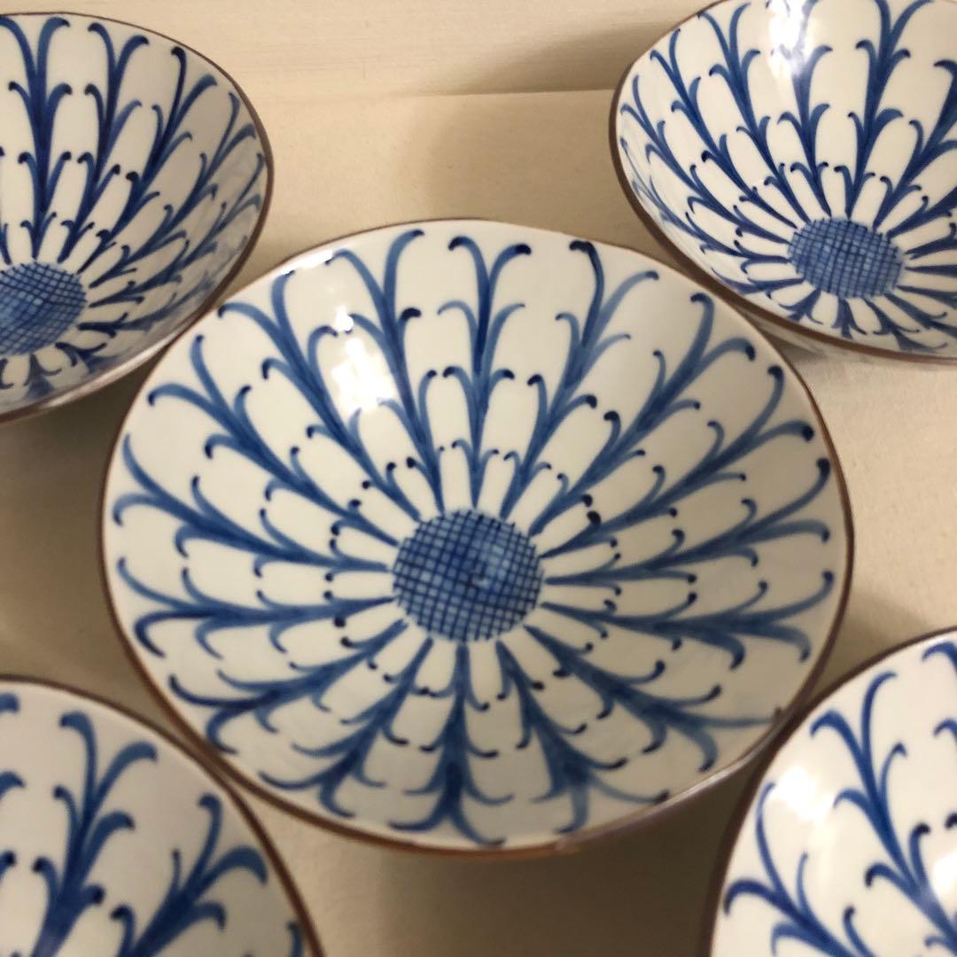 京焼　清水焼　平安岩華　岩華窯　皿　平鉢　五寸平鉢　菊割　5枚セット