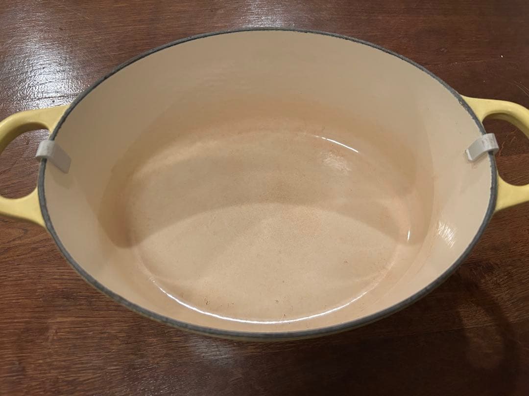 LE CREUSET 両手鍋 楕円形25cm イエロー 蓋付きミモザ