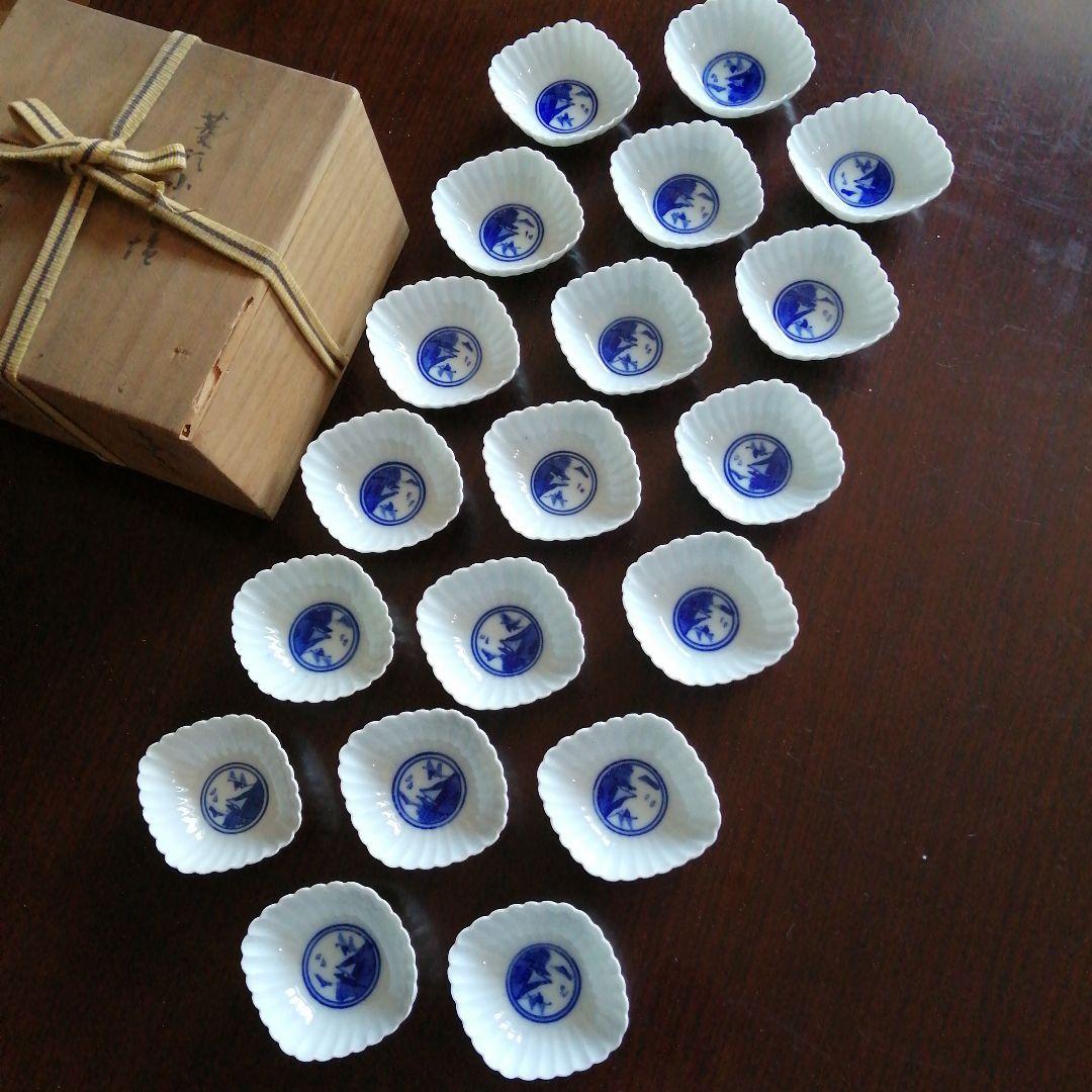 京焼　平安　菱形白磁手塩皿　19枚　8cm　明治～昭和初期