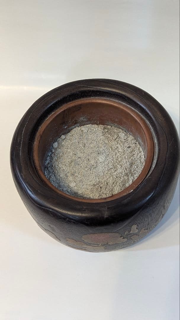 時代物　小型手あぶり火鉢　一刀彫 蒔絵　古道具　アンティーク　骨董　天然木