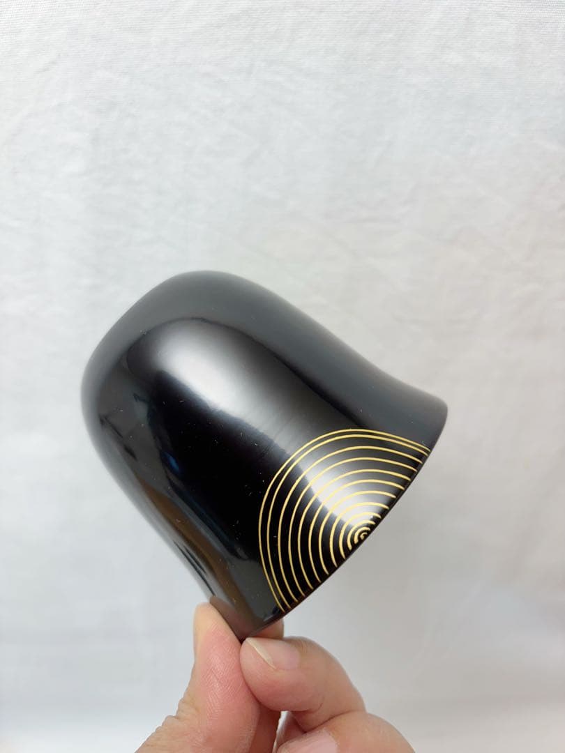 未使用 懐石道具 輪島塗 木製黒真塗 渦蒔絵 箸洗5客揃 小吸物椀 和食器 共箱