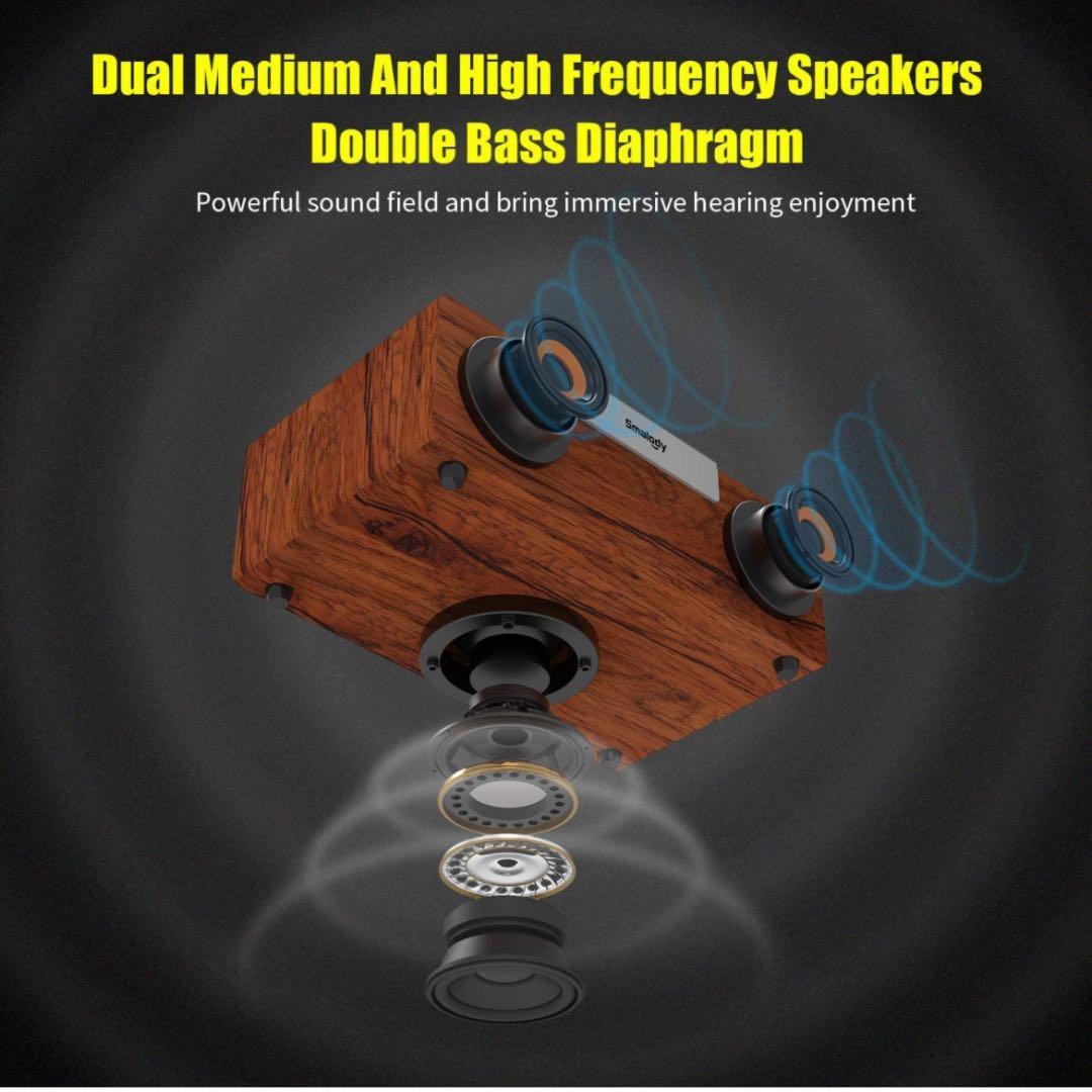 木製Bluetoothスピーカー,Smalody PCスピーカー2.1HD