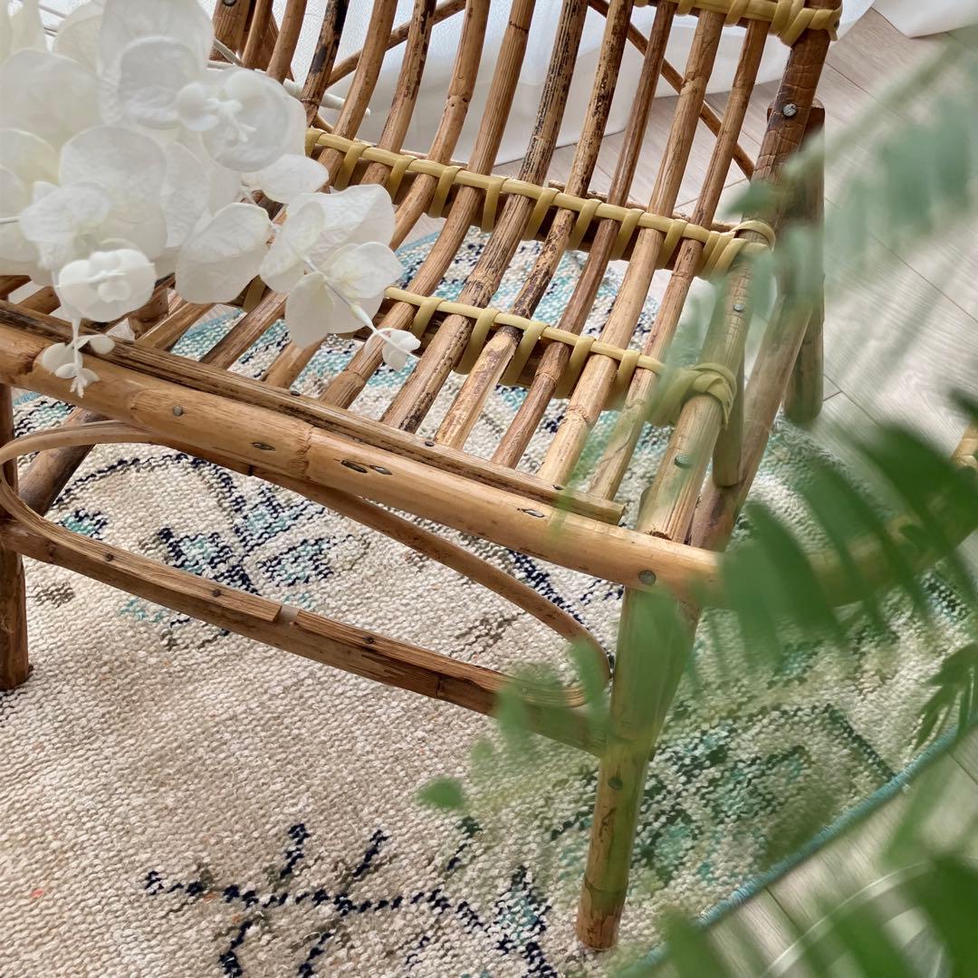 スカイブルー✳︎53×108✳︎額縁Design アイボリー　トルコヴィンテージラグ