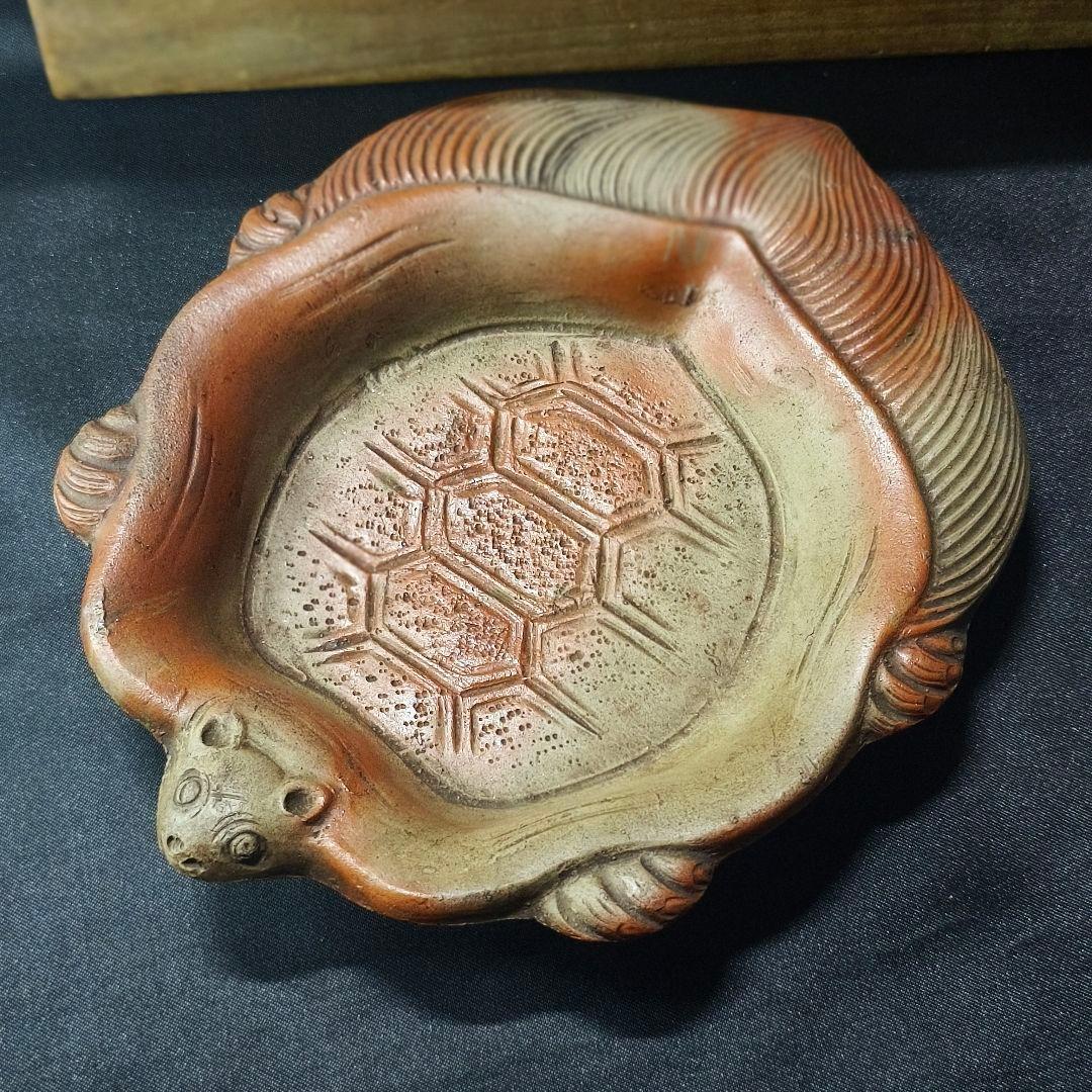 古備前 火襷亀甲皿 桃山骨董 無銘 古美術 アンティーク 蒐集家放出美品 古箱付