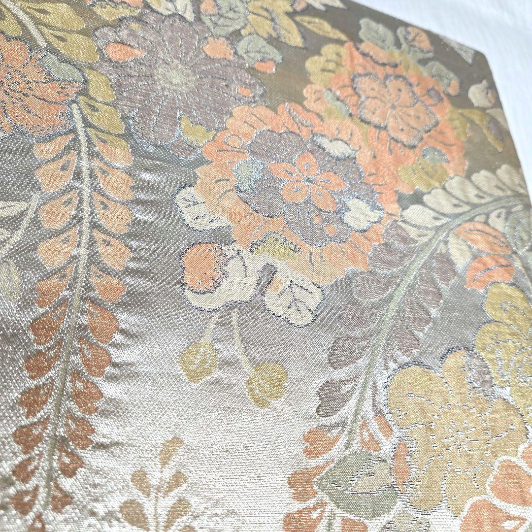 オレンジベージュ糸巻訪問着と袋帯・帯揚げ帯締めの4点フルセット