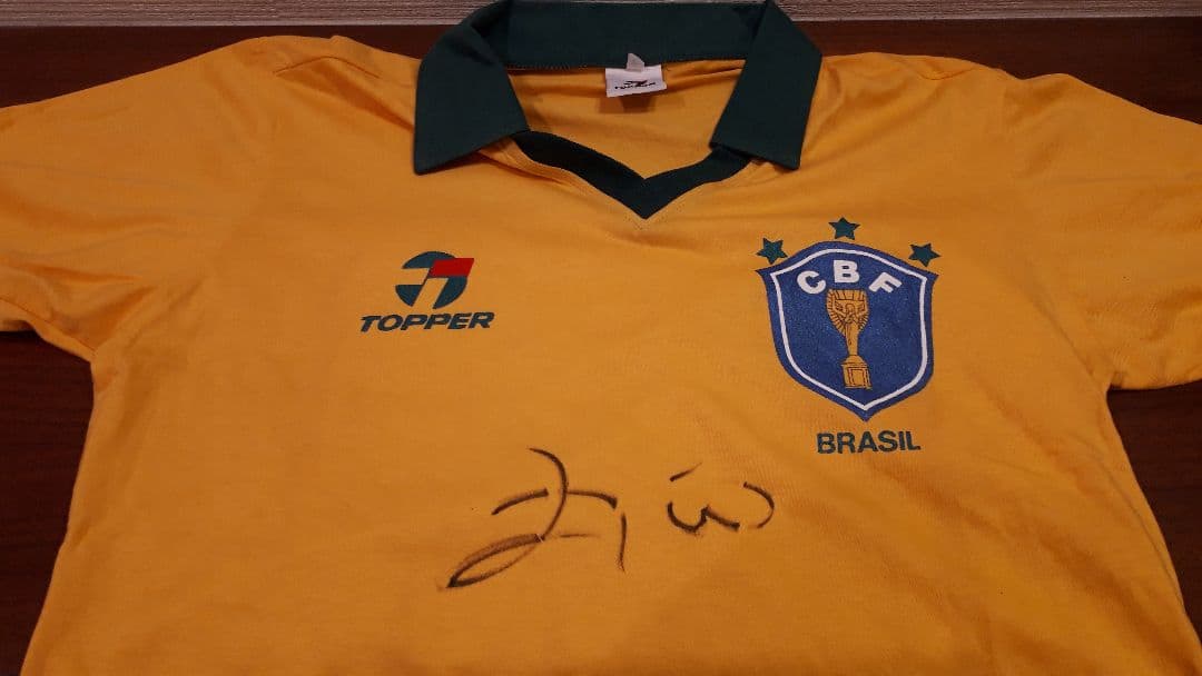 [再値下]　ジーコ直筆サイン入り　ブラジル代表ユニフォーム　86年W杯