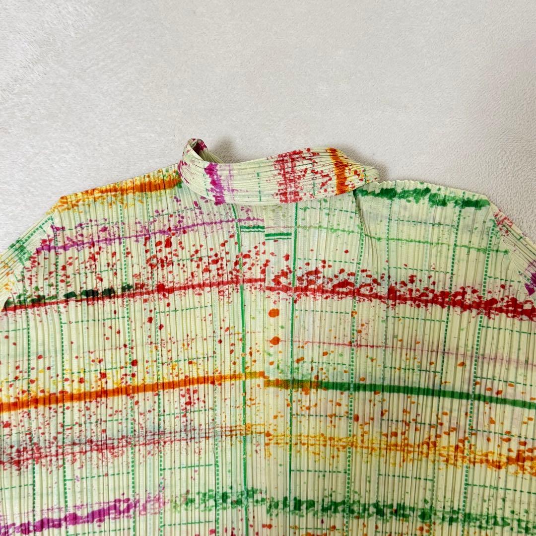 極美品✨PLEATS PLEASE プリーツ　シャツ　マルチカラー　長袖