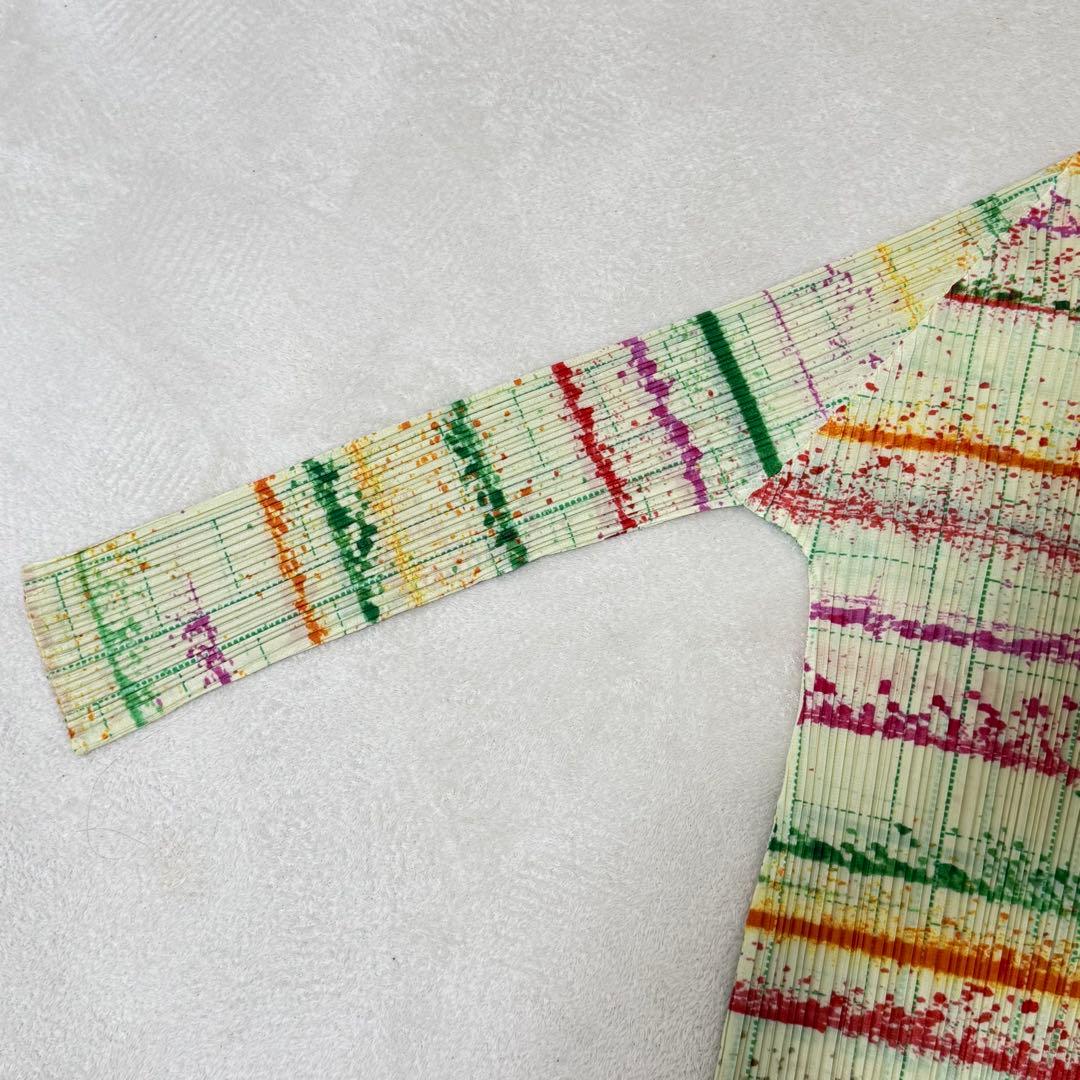 極美品✨PLEATS PLEASE プリーツ　シャツ　マルチカラー　長袖