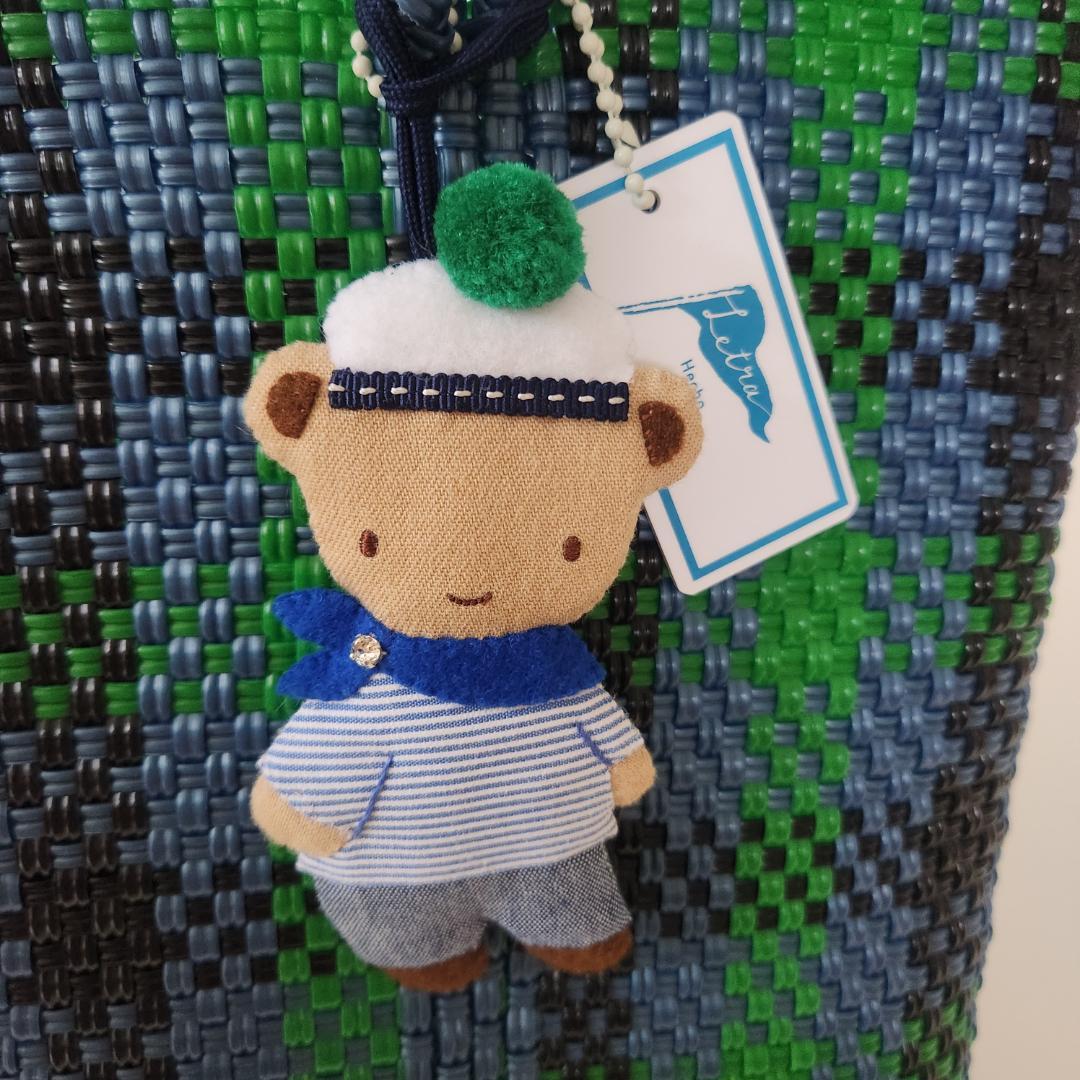 ファミリア　メルカドバッグ　緑　青　チェック　かご　グリーン　ブルー