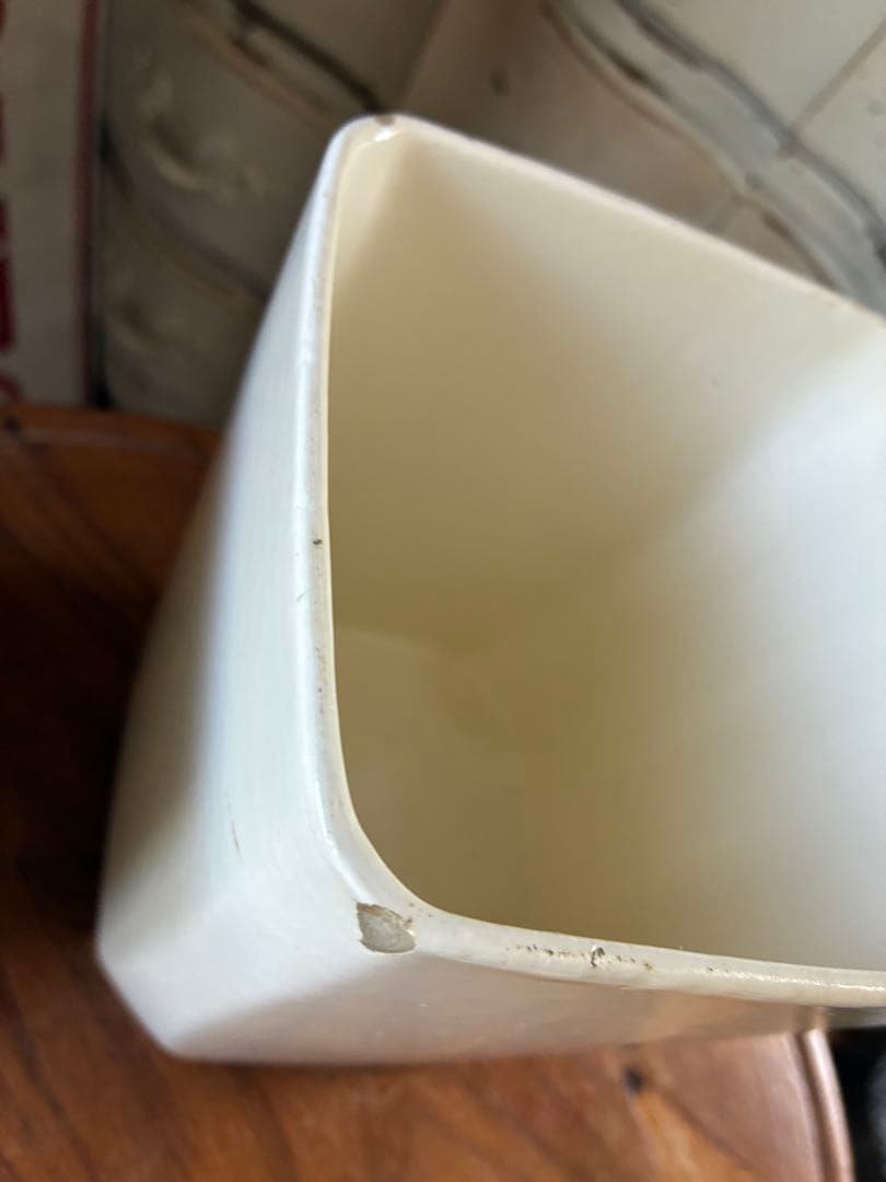 FJアンティーク 陶器　キャニスター　ブルー　市松　バドンヴィレー　レア