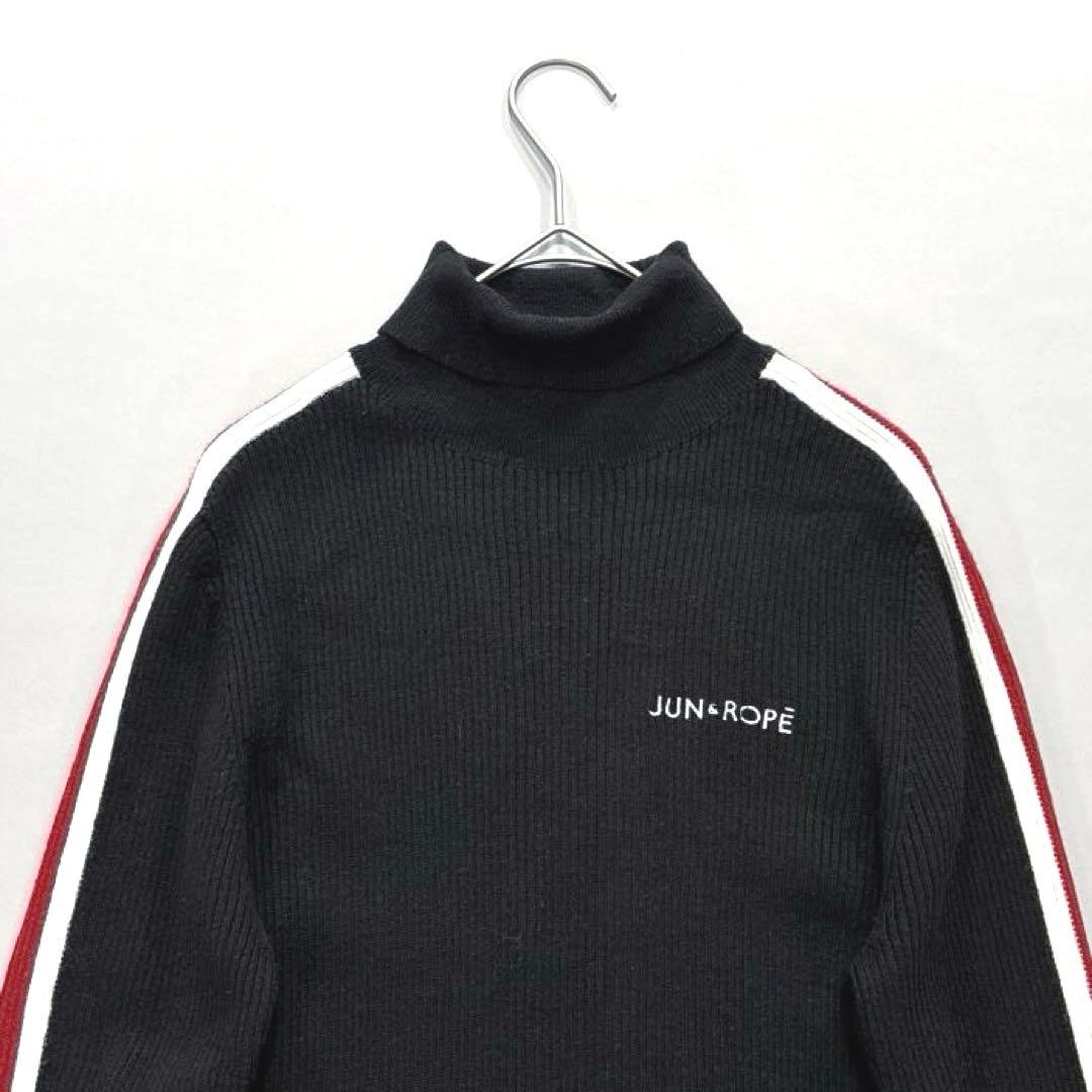 ジュン＆ロペ　タートルネック　リブニット　セーター　ブラック　L ウール混