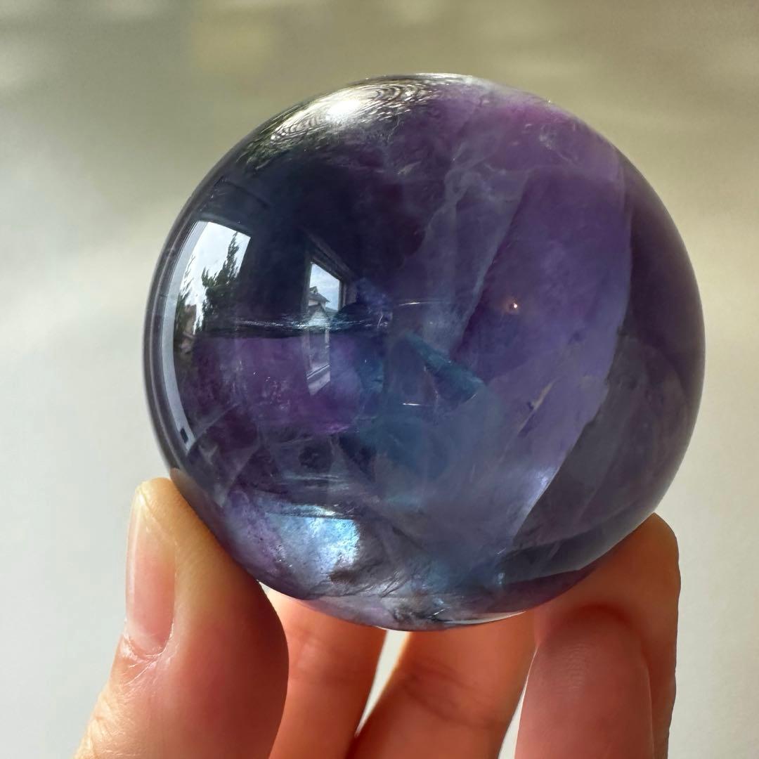 ブルーフローライト　スフィア　5.1㎝　224.2g フローライト　透明感　青