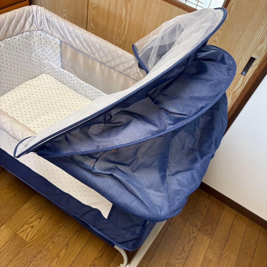 ベビーベッド 添い寝 高さ6段階 蚊帳 キャスタ 収納・持運びバッグ付 簡単組立