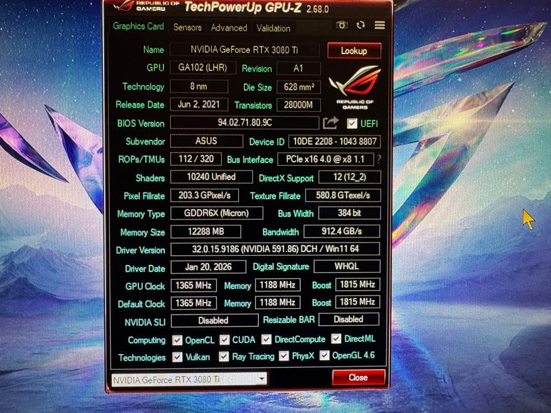 グラフィックボード・グラボ・ビデオカード ASUS GeForce RTX 3080 Ti ROG STRIX