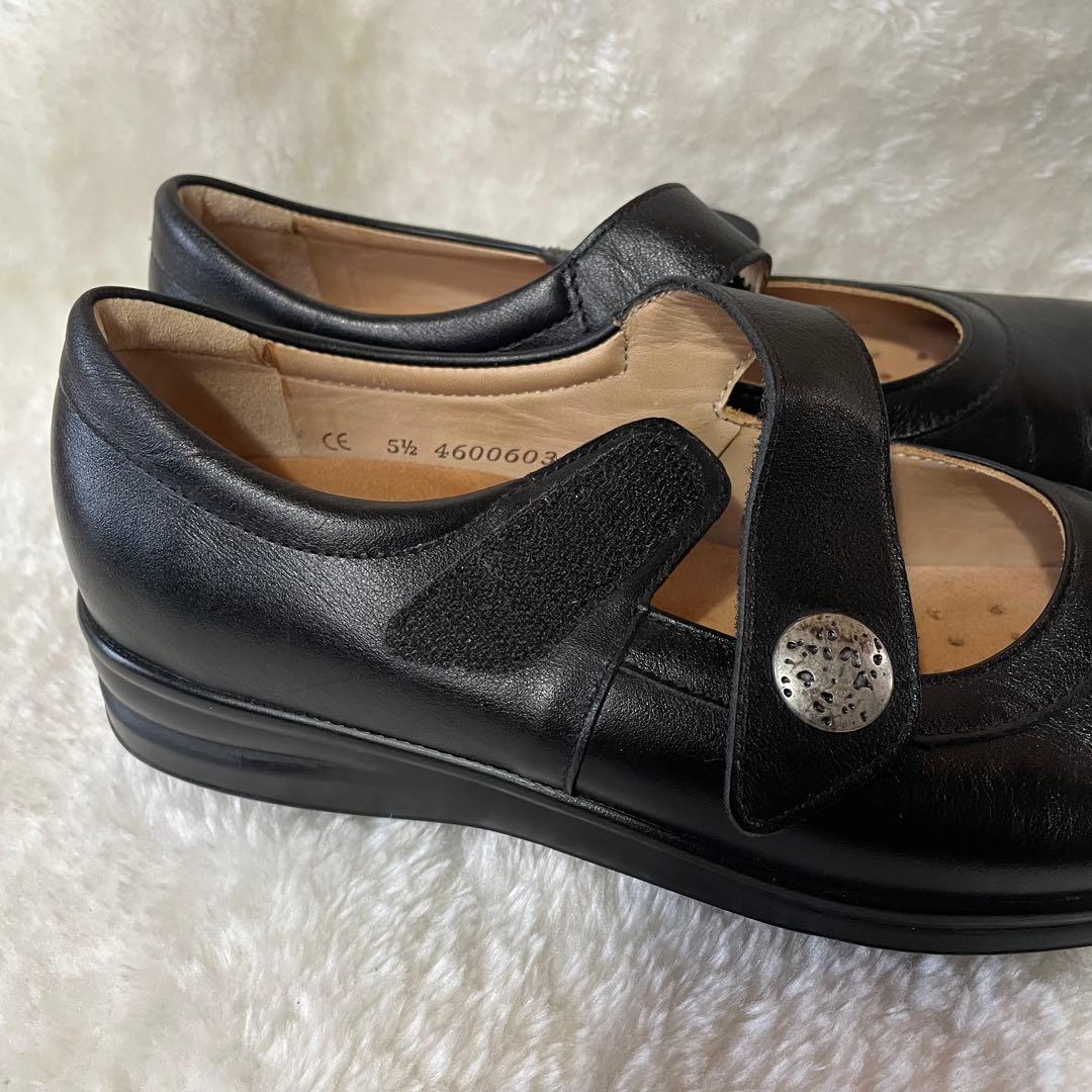 【極美品】Finn comfortフィンコンフォート 本革 黒 レザー