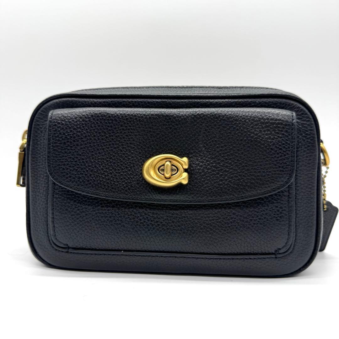 コーチ C0823 ウィロウ ショルダーバッグ カメラバッグ ブラック レザー