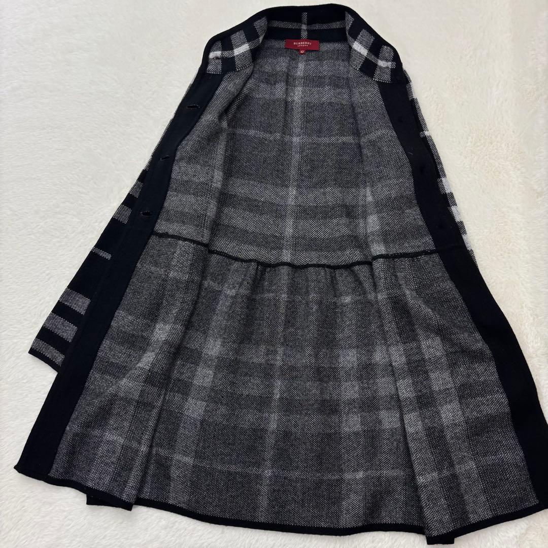 美品✨希少デザイン　バーバリーロンドン　ニットコート　カシミヤ混　メガチェック