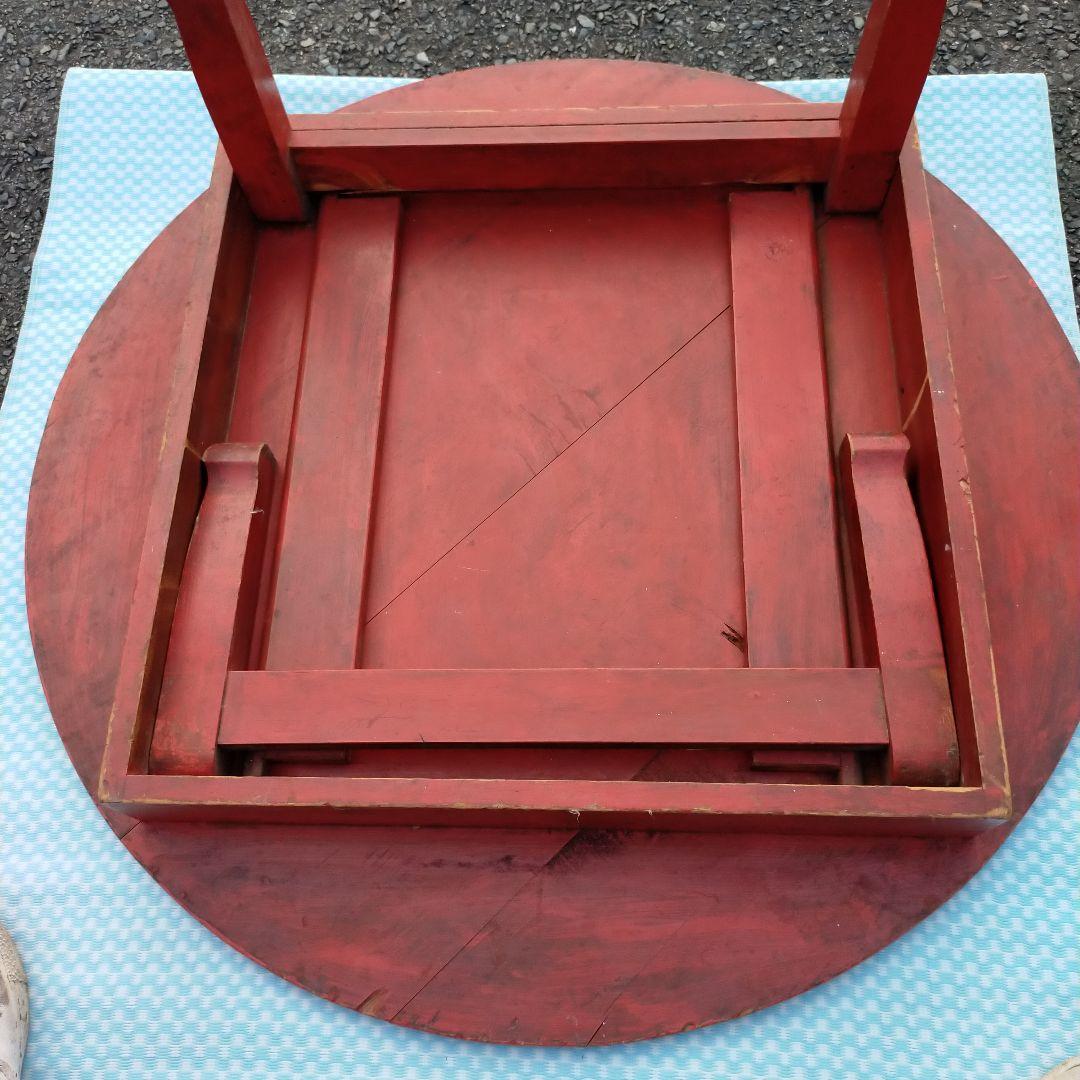 昭和レトロ　ちゃぶ台　アンティーク家具　折りたたみ丸テーブル