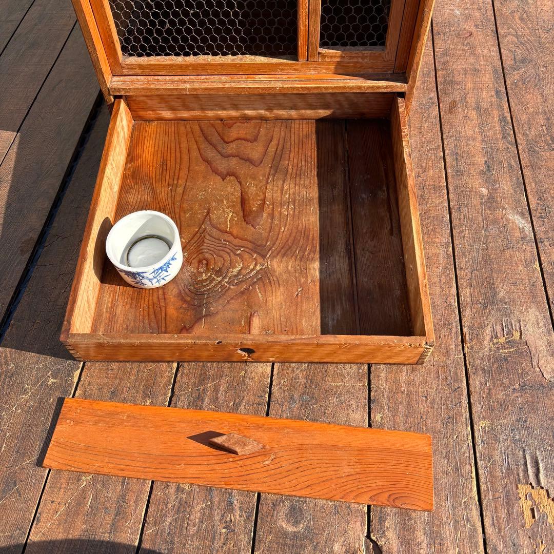 昭和レトロ 木製 飼育箱 小動物 小鳥 鳥かご 巣箱 引き出し古道具 めじろ箱