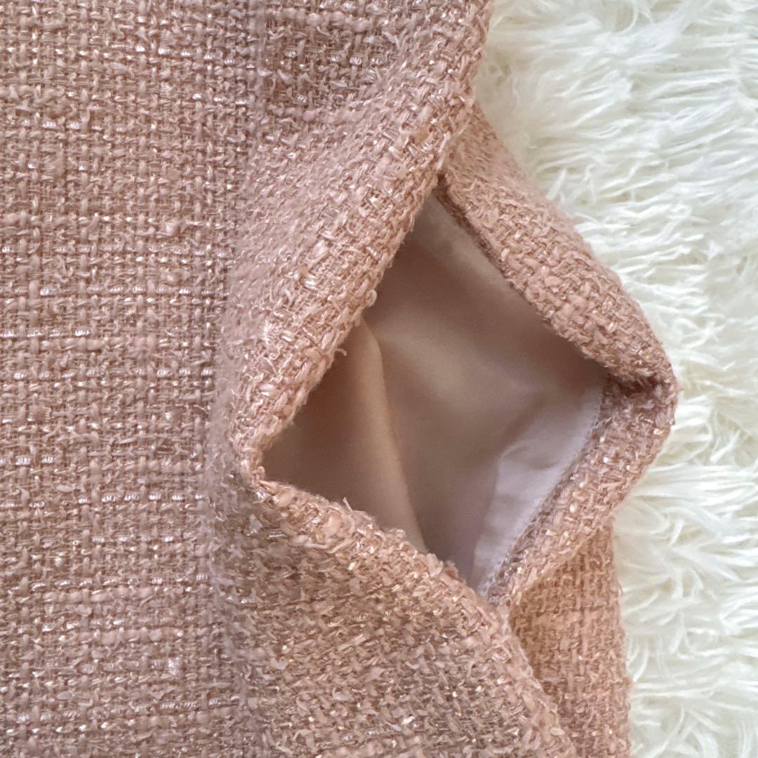 FOXEY ツイード 襟付き 半袖ワンピース 40 ベージュ 希少サイズ 上品