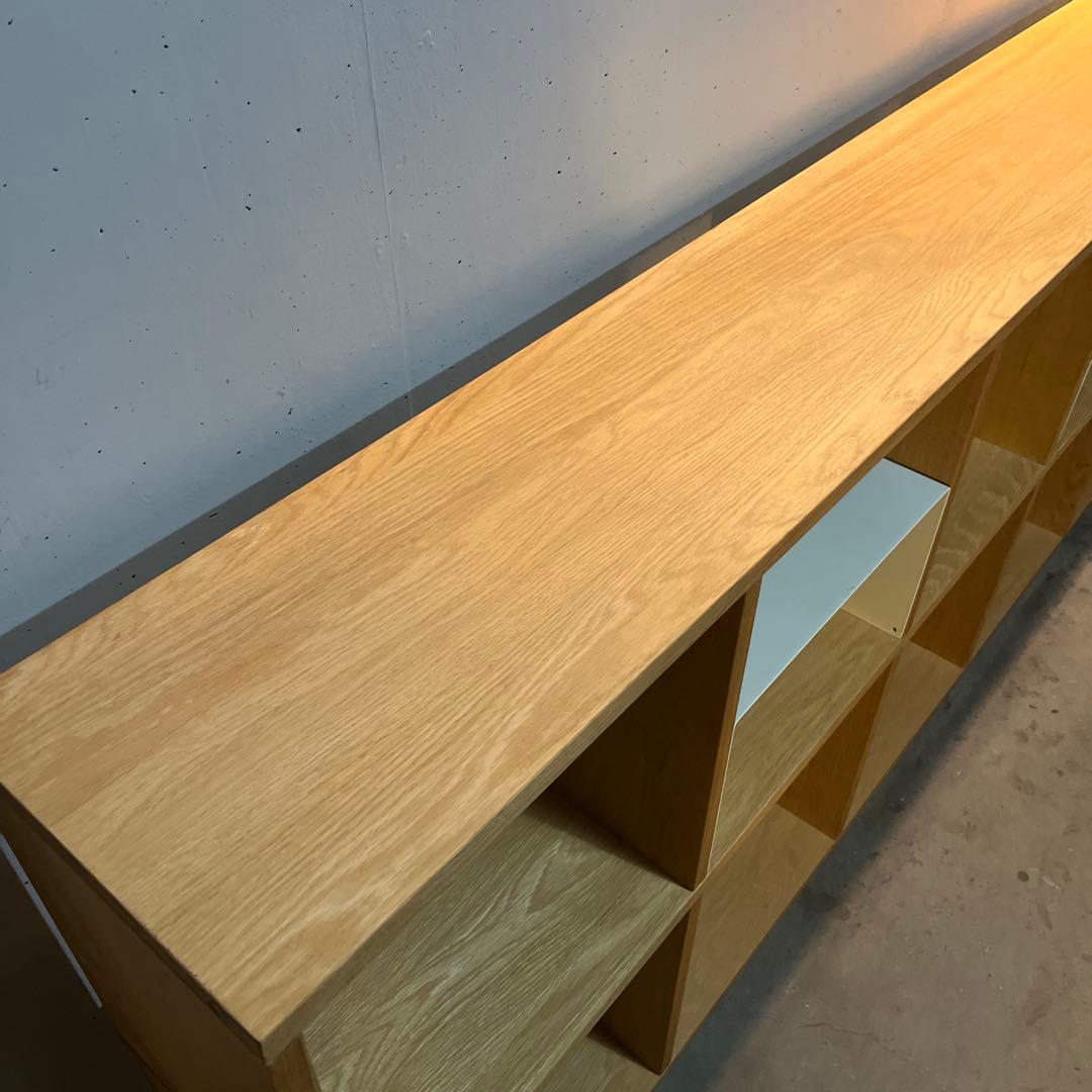 無印★スタッキングシェルフセット・５段×２列・オーク材 コの字棚２個付