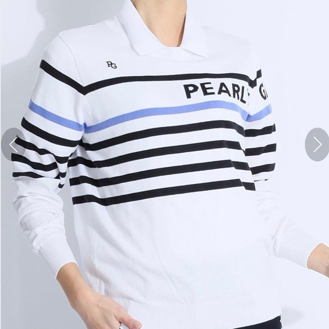 パーリーゲイツ☆新品 配色ボーダーコットンクルーネックニット