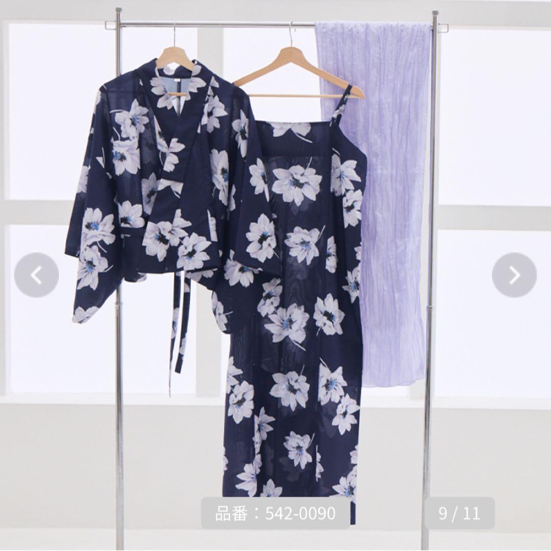 Hinaさん 浴衣 ネイビー ダリア柄 LL〜3L しまむら キャミワンピース