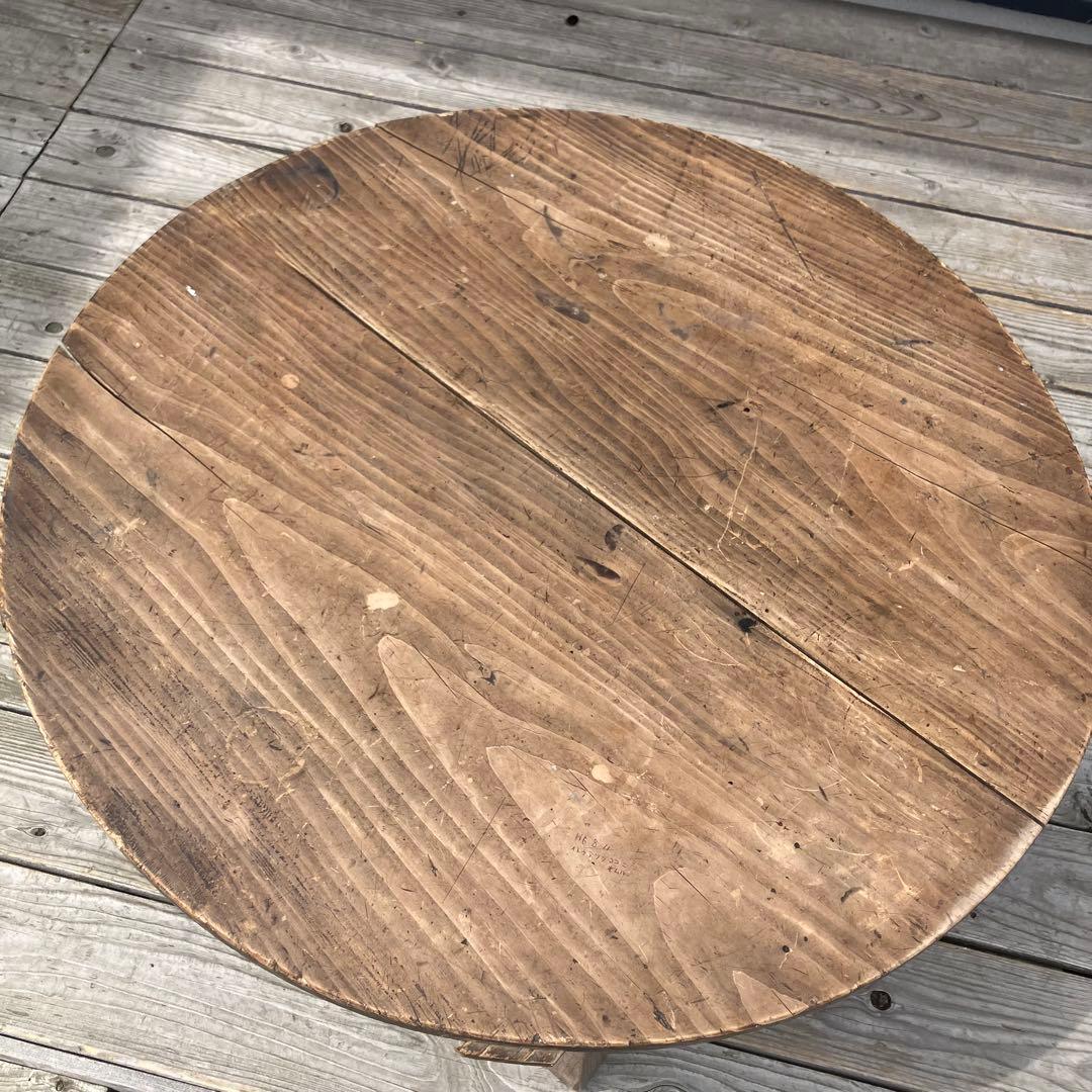 昭和レトロ 古家具 古材 円形 円型 木製ちゃぶ台 円卓 座卓 センターテーブル