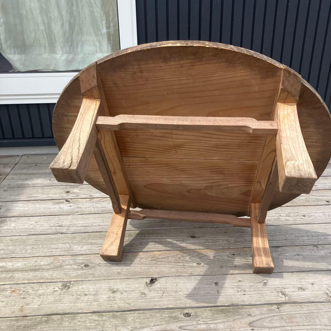 昭和レトロ 古家具 古材 円形 円型 木製ちゃぶ台 円卓 座卓 センターテーブル