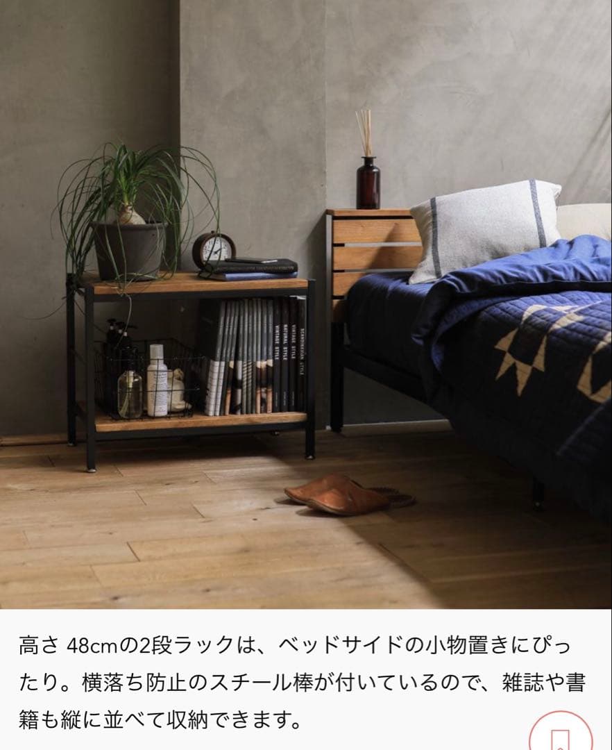 【リセノ】ZAGA RACK60（高さ48cm 2段ラック スチールと木材）