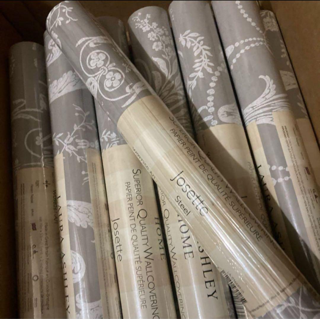 [UK輸入]ローラアシュレイUK製壁紙　ジョゼッテ スチール　新品