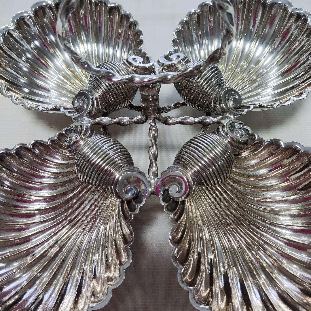 シェル型トレイ　パーティー　オードブルデッシュ　シルバープレート？？アンティーク