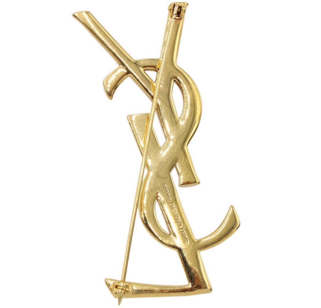 R2532 超美品 サンローラン YSL ロゴ ブローチ