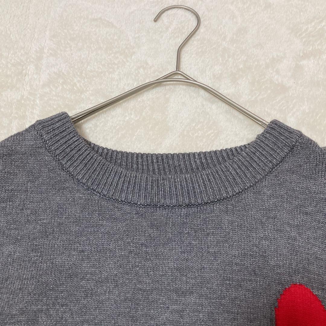 【美品】ami paris アミパリス ハートロゴ刺繍 クルーネック セーターM