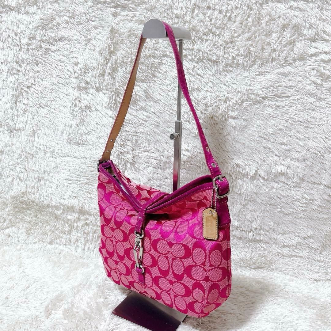 コーチ ショルダーバッグ ワンショルダー キャンバス ピンク 6845