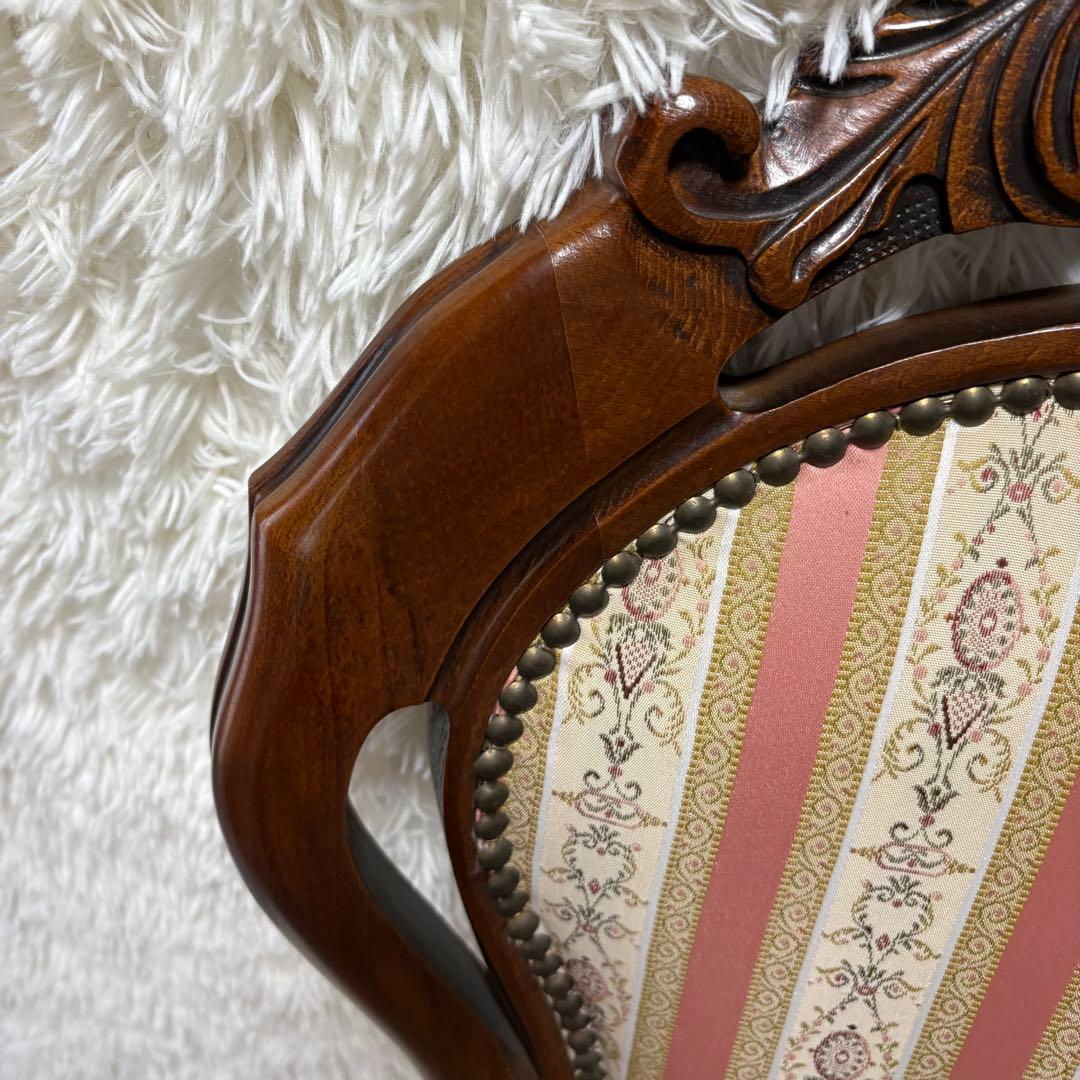 美品　猫脚　ヨーロピアン　クラシック調 木製 彫刻ストライプ柄　アンティーク風