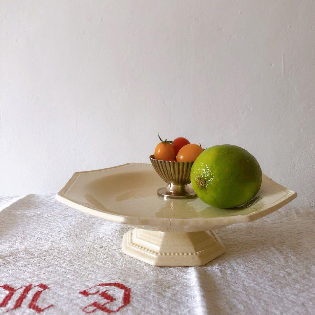 希少　クレイユモントロー　オクトゴナルケーキスタンド　フランスアンティーク食器