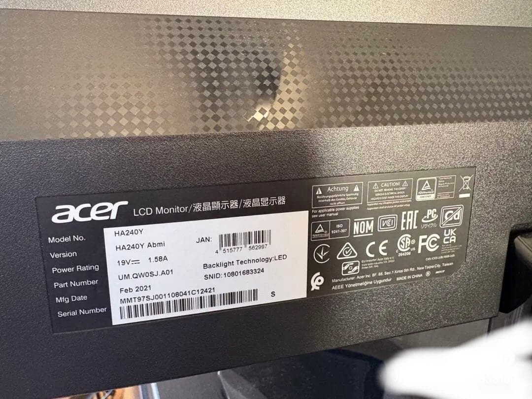 acer HA240Y モニター