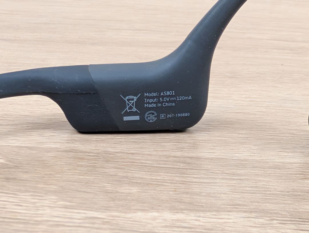 美品・動作良好 SHOKZ AEROPEX 骨伝導イヤホン AS801 ブラック